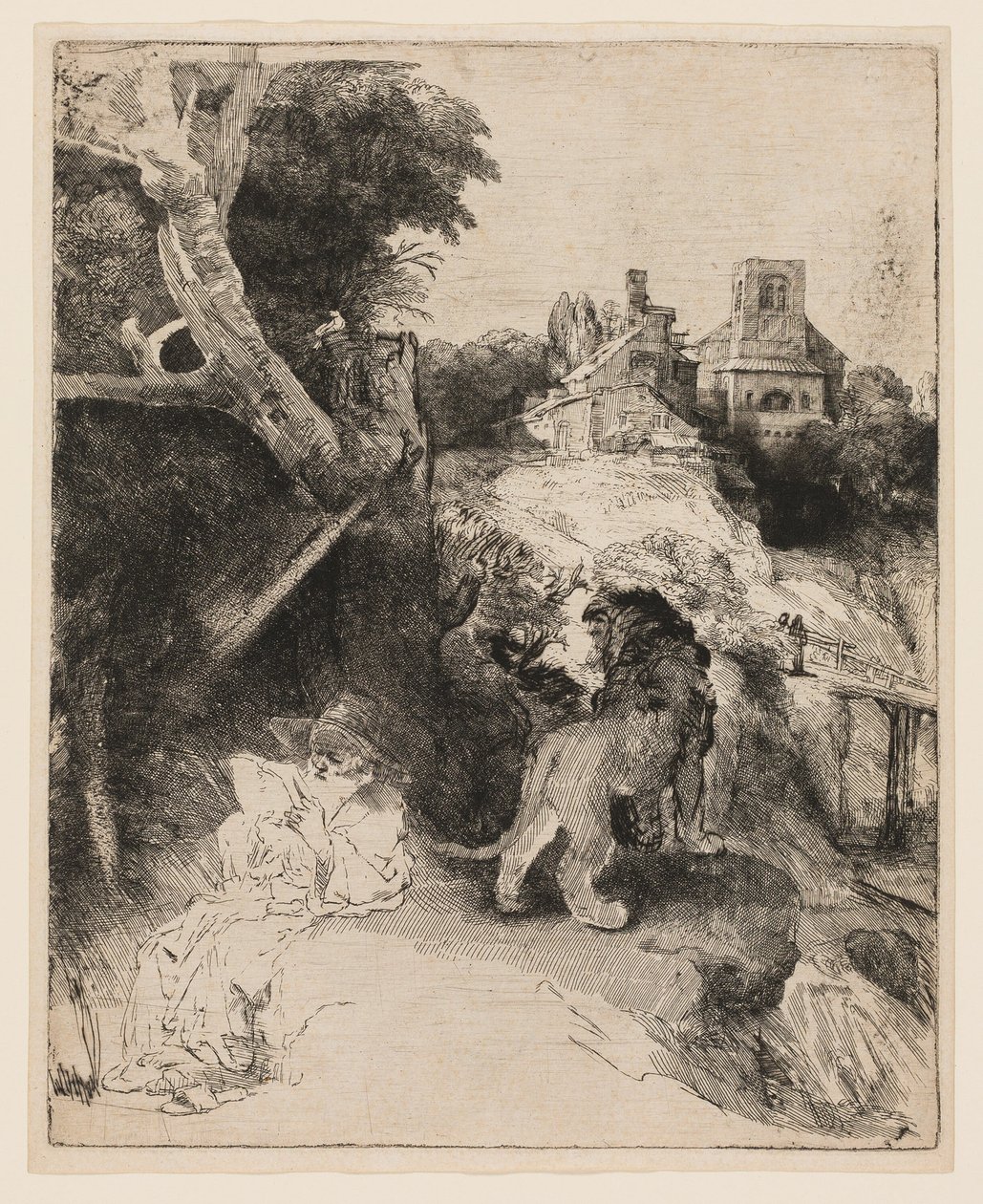 San Girolamo che legge in un paesaggio italiano da Rembrandt van Rijn