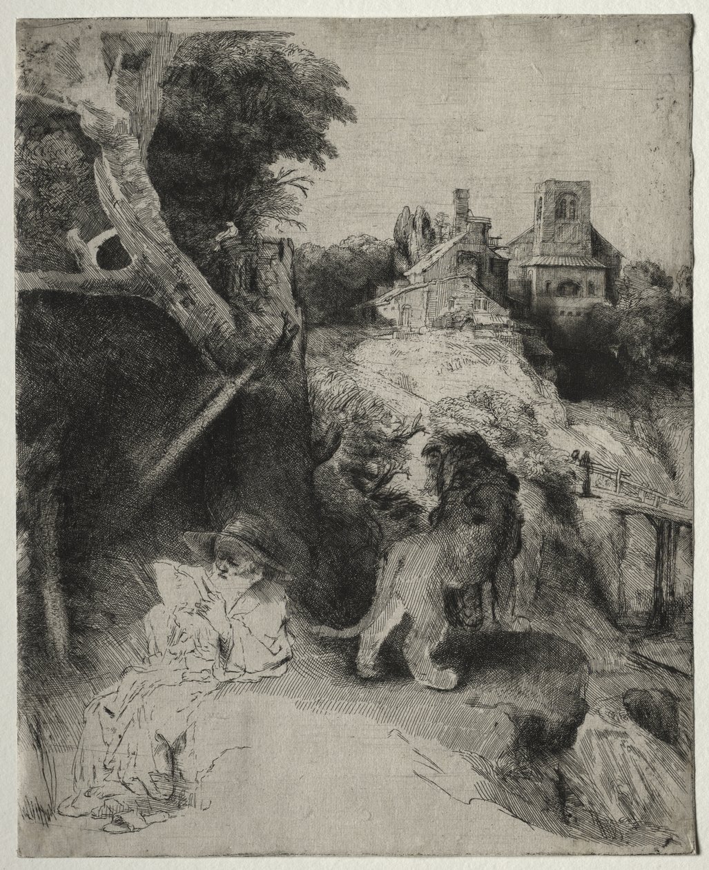 San Girolamo che legge in un paesaggio italiano da Rembrandt van Rijn