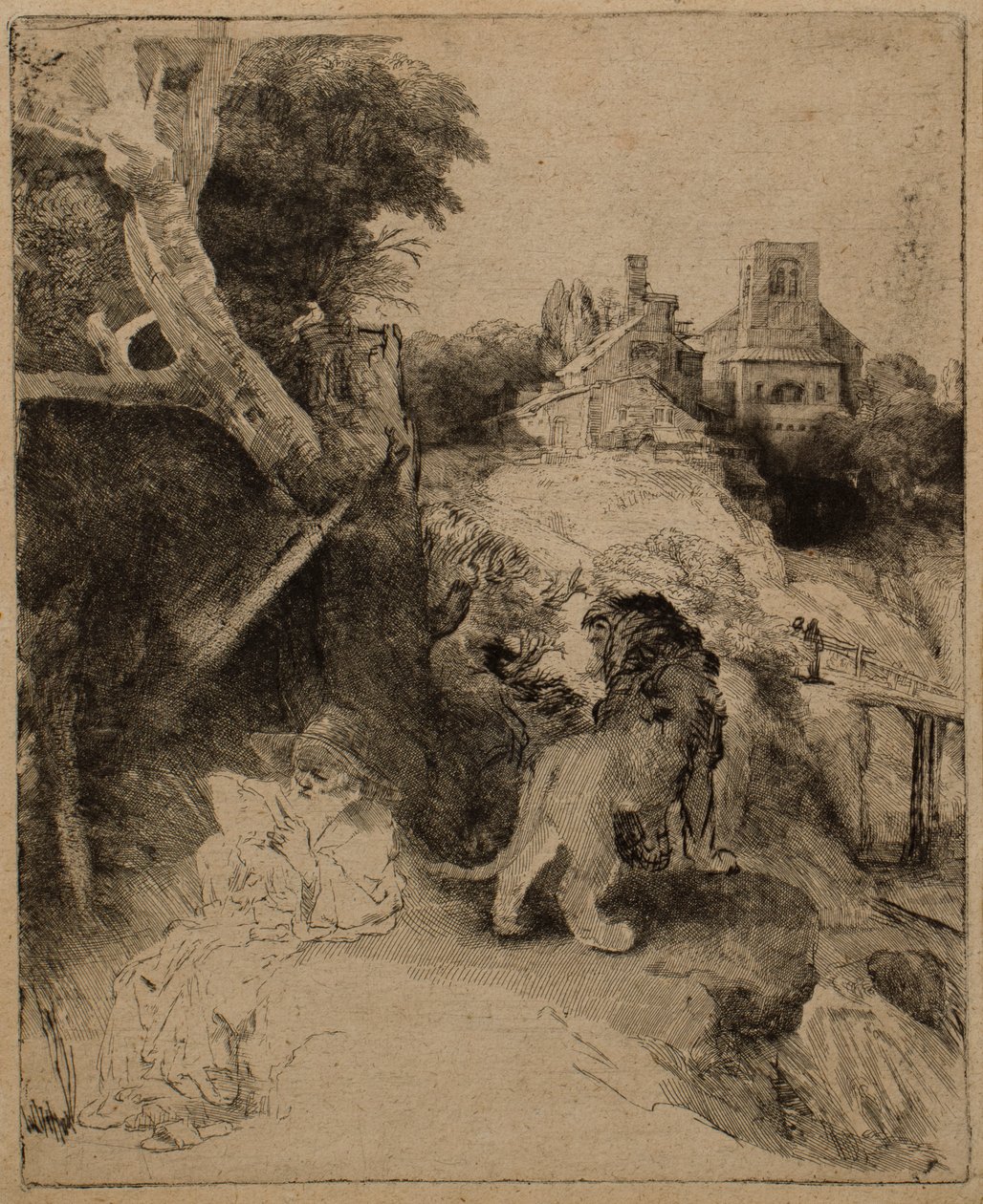 San Girolamo che legge in un paesaggio italiano da Rembrandt van Rijn
