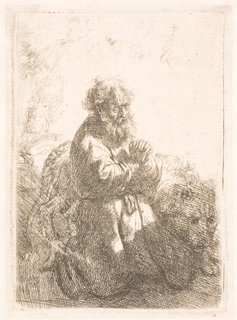 San Girolamo in preghiera, guardando in basso da Rembrandt van Rijn