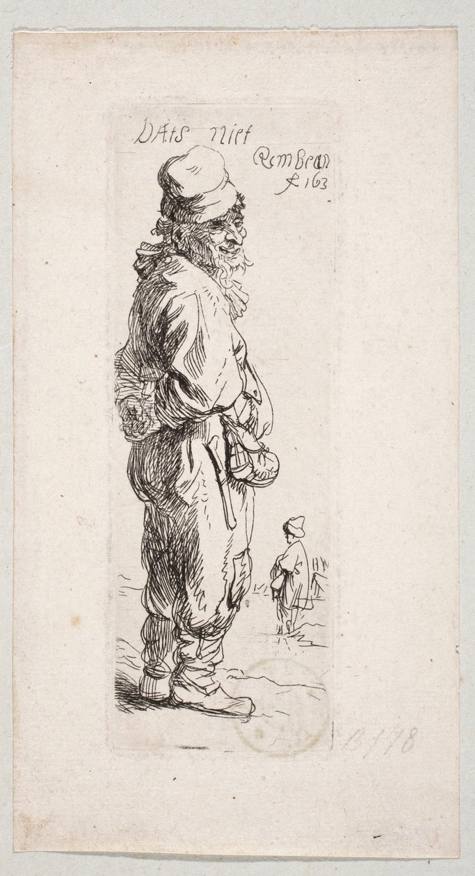 Contadino in piedi, rivolto verso destra "DatS niet" da Rembrandt van Rijn