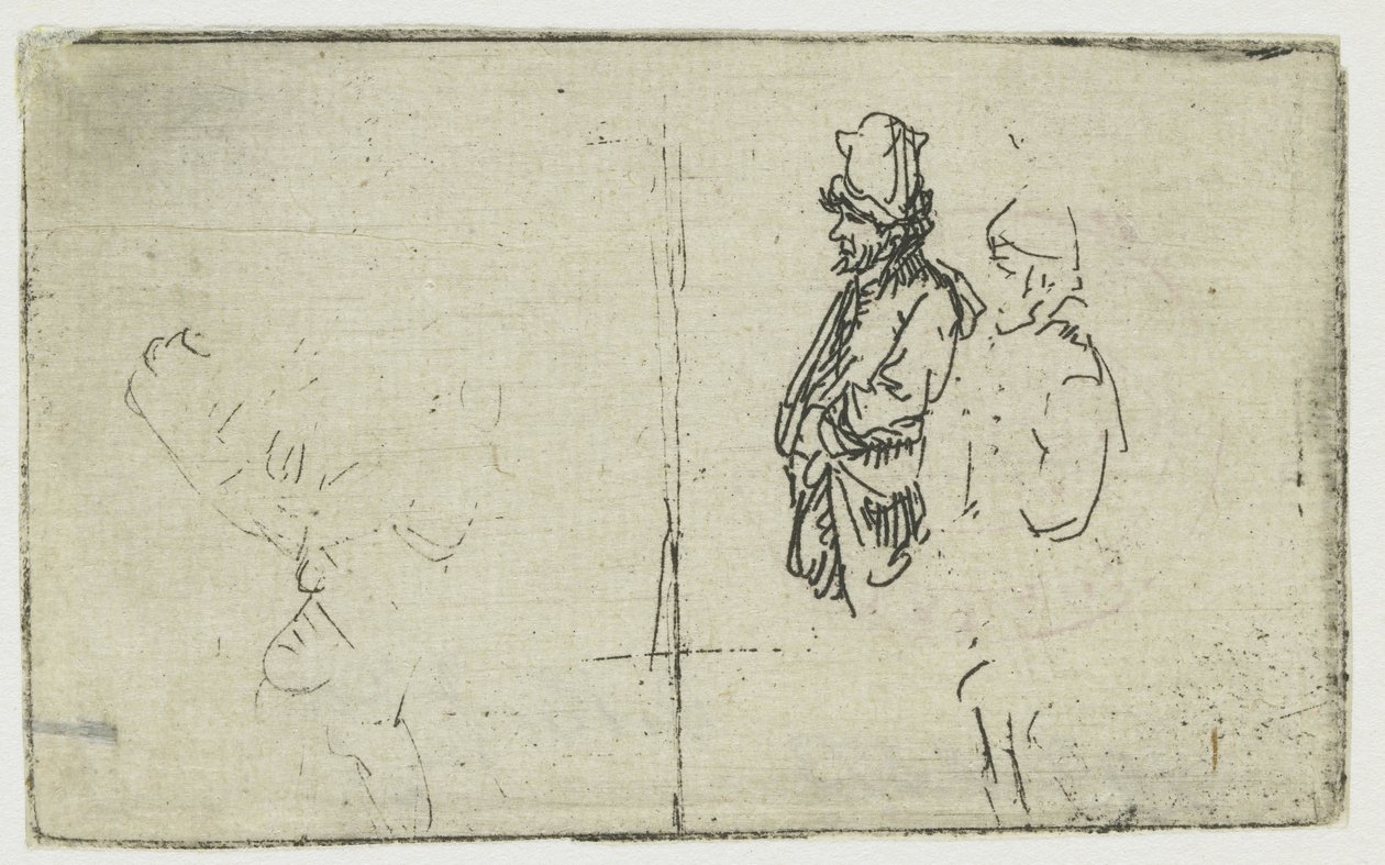 Foglio di studio con due schizzi, uno dei quali raffigura due contadini da Rembrandt van Rijn