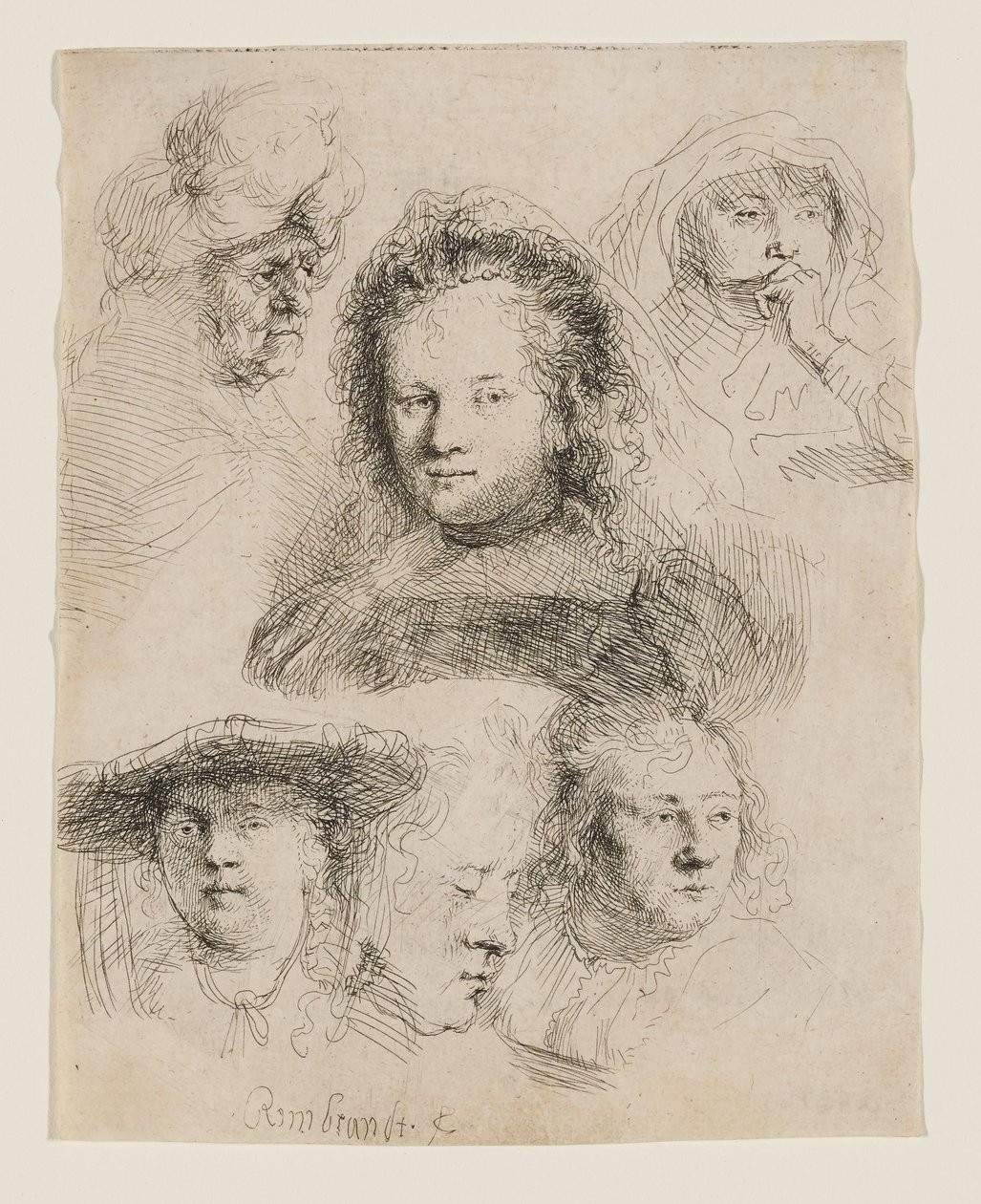 Studi sulla testa di Saskia e altri da Rembrandt van Rijn
