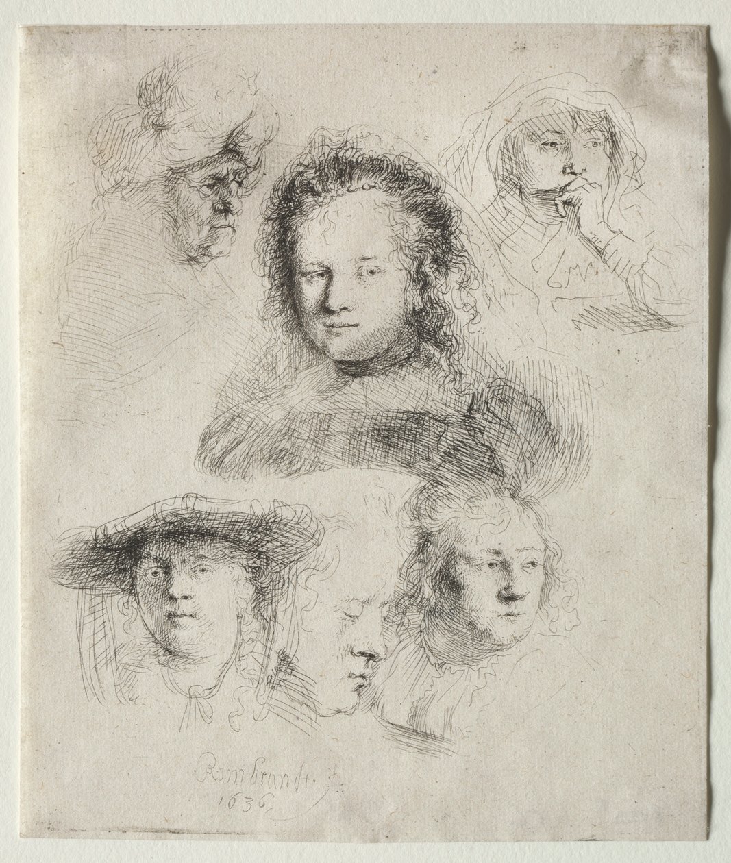 Studi della testa di Saskia e altri, 1636 da Rembrandt van Rijn