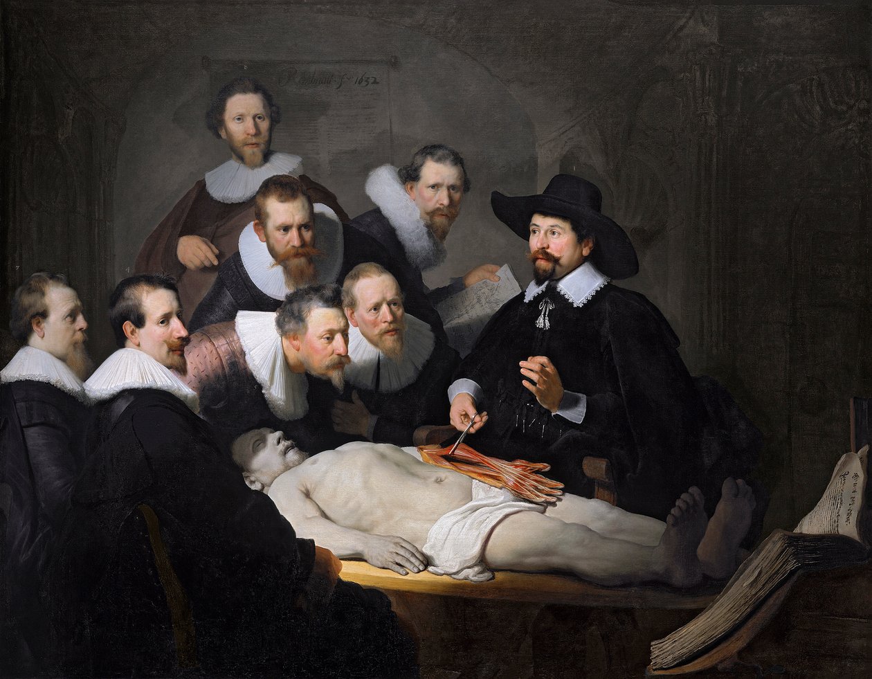 La lezione di anatomia del dottor Nicolaes Tulp, 1632 da Rembrandt van Rijn