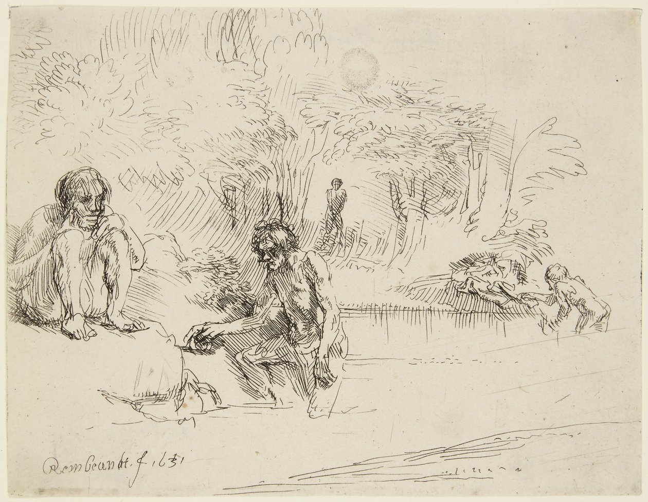 Le bagnanti (Bartsch 195; Hind 250 II) da Rembrandt van Rijn