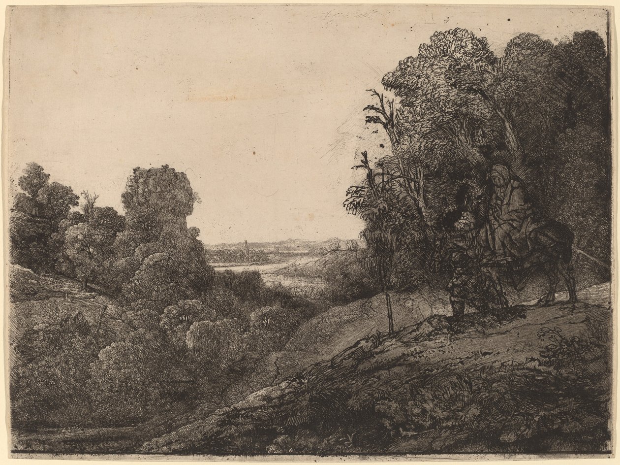 La fuga in Egitto: Alterato da Seghers da Rembrandt van Rijn