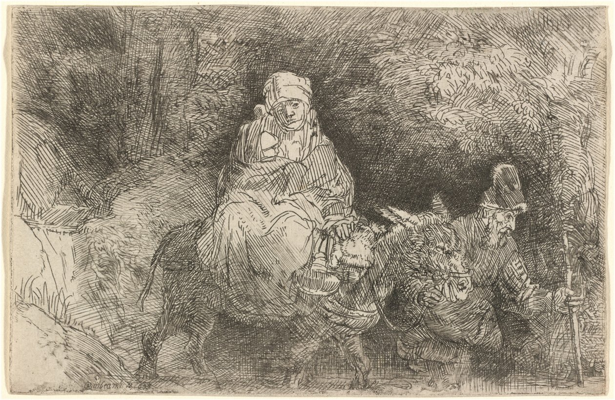 La fuga in Egitto: attraversando un ruscello da Rembrandt van Rijn