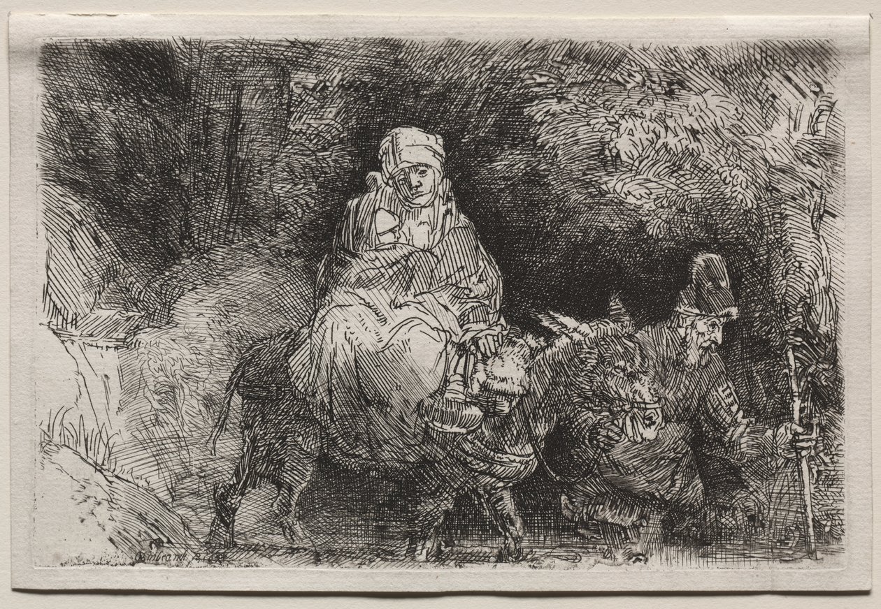 La fuga in Egitto: attraversamento di un ruscello da Rembrandt van Rijn