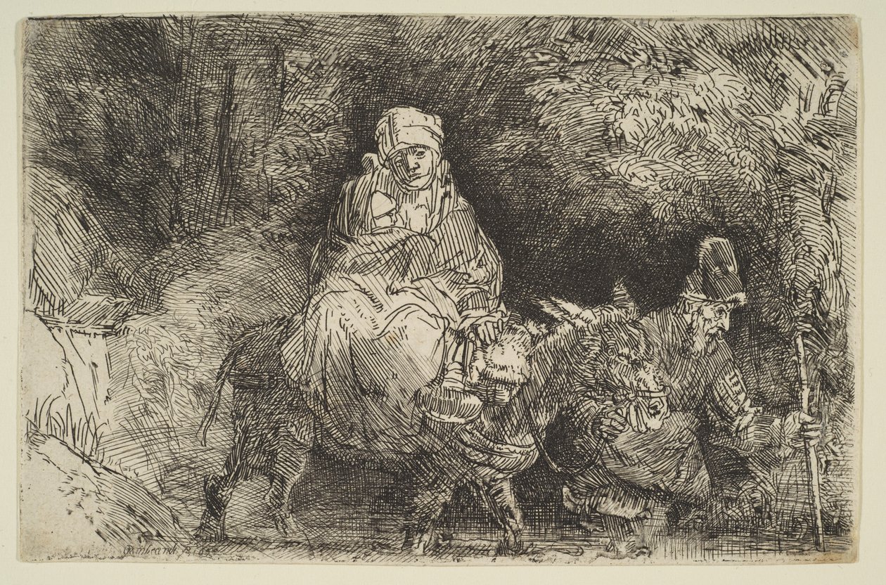 La Fuga in Egitto: Attraversamento di un Ruscello da Rembrandt van Rijn