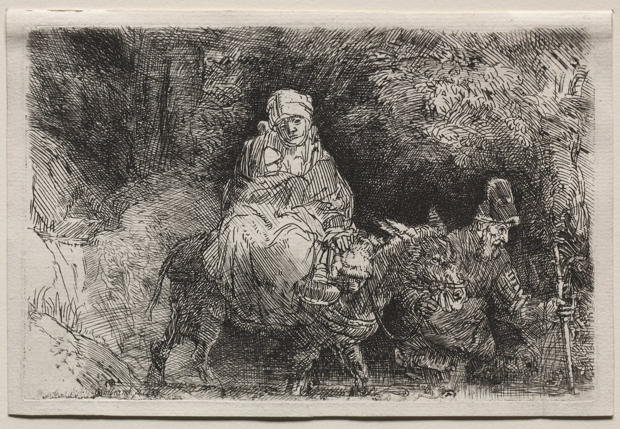 La fuga in Egitto: attraversamento di un ruscello, 1654 da Rembrandt van Rijn