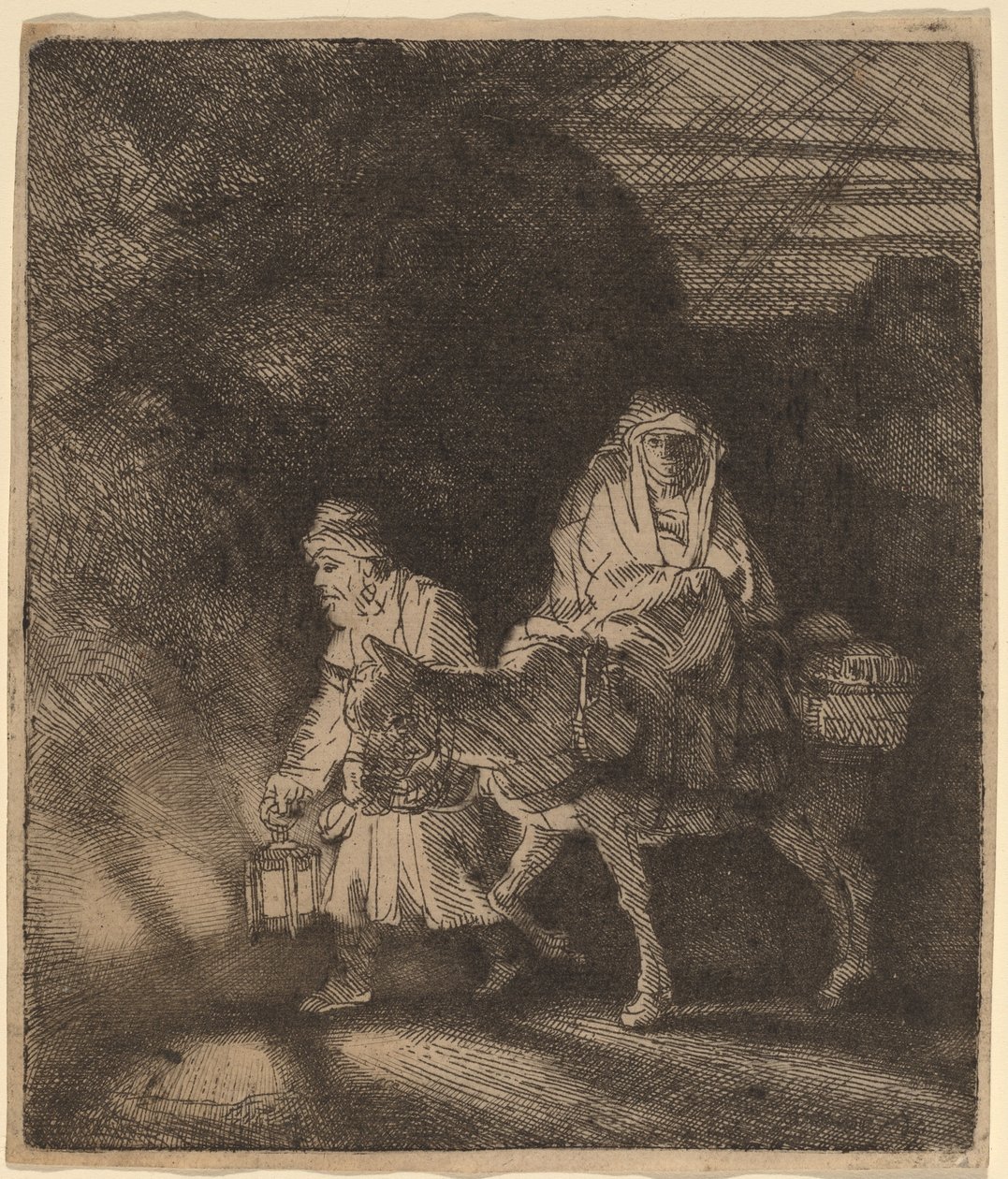 La fuga in Egitto: una scena notturna da Rembrandt van Rijn