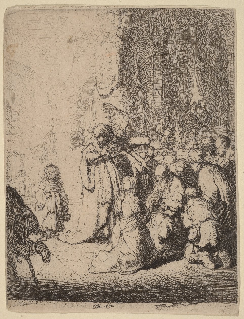 La presentazione al Tempio con l’angelo: tavola piccola da Rembrandt van Rijn
