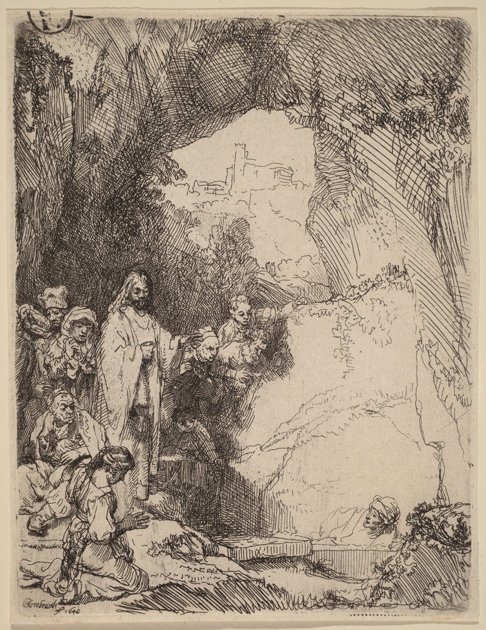 La resurrezione di Lazzaro: piccolo piatto da Rembrandt van Rijn