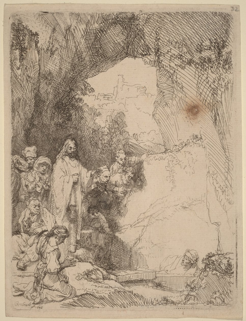 La resurrezione di Lazzaro: piccolo piatto da Rembrandt van Rijn