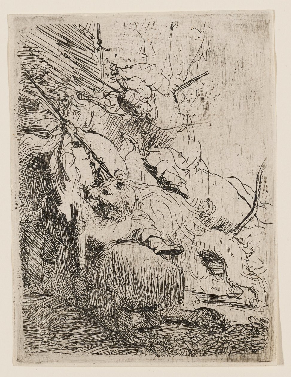 La piccola caccia al leone (con un solo leone) da Rembrandt van Rijn