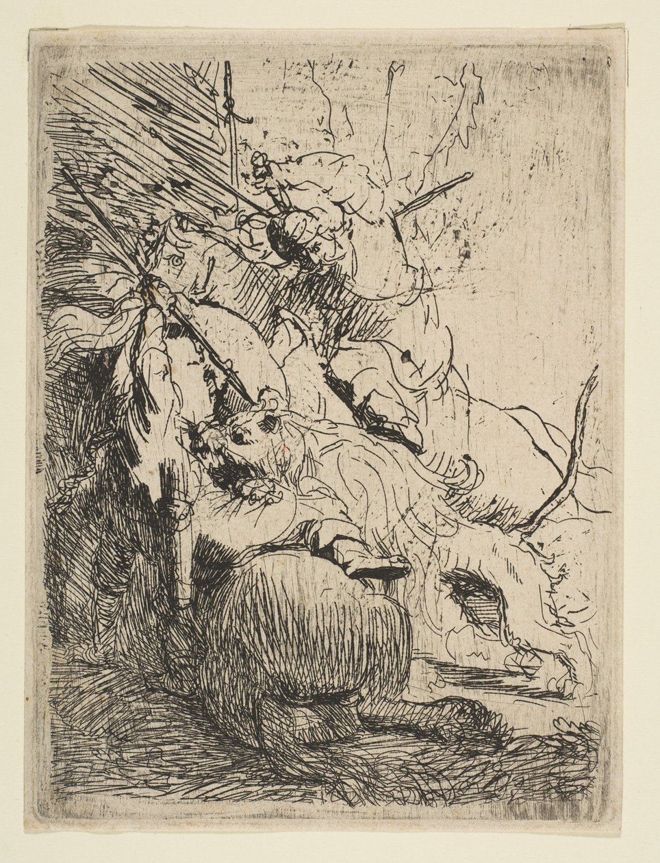 La piccola caccia al leone con un leone, ca. 1629 da Rembrandt van Rijn