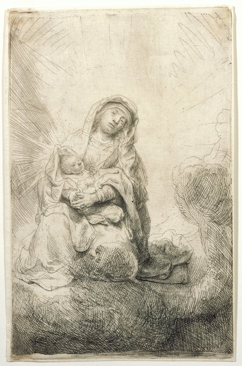 La Vergine con il Bambino tra le nuvole da Rembrandt van Rijn