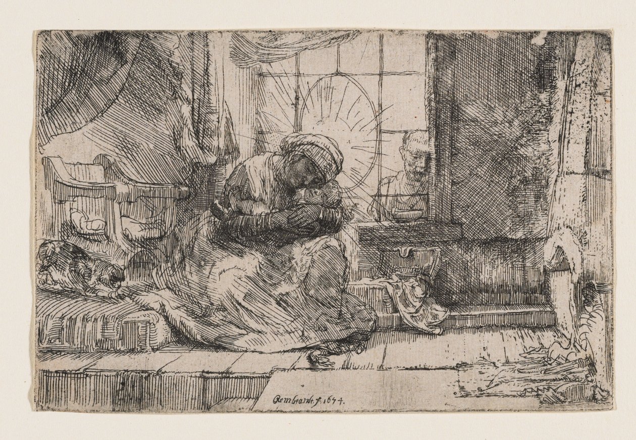 La Madonna con il Bambino, il gatto e il serpente da Rembrandt van Rijn