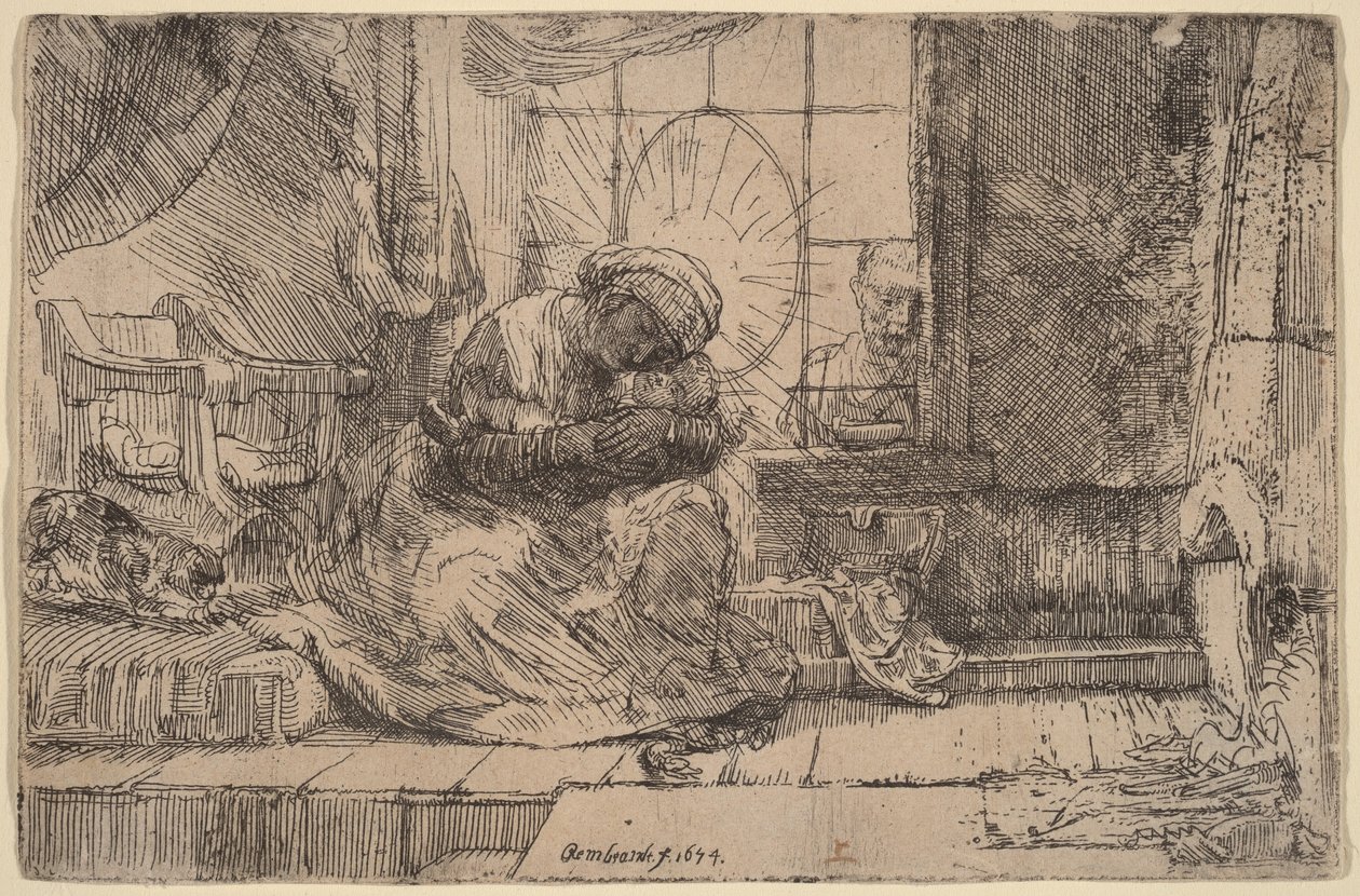 La Vergine con il Bambino, il gatto e il serpente da Rembrandt van Rijn