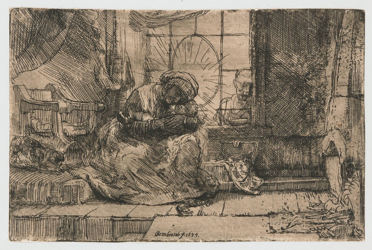 La Vergine e il Bambino con il gatto e il serpente da Rembrandt van Rijn