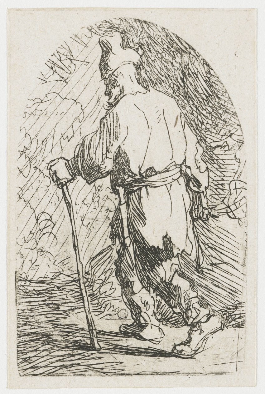 La fuga in Egitto: uno schizzo: San Giuseppe da Rembrandt van Rijn