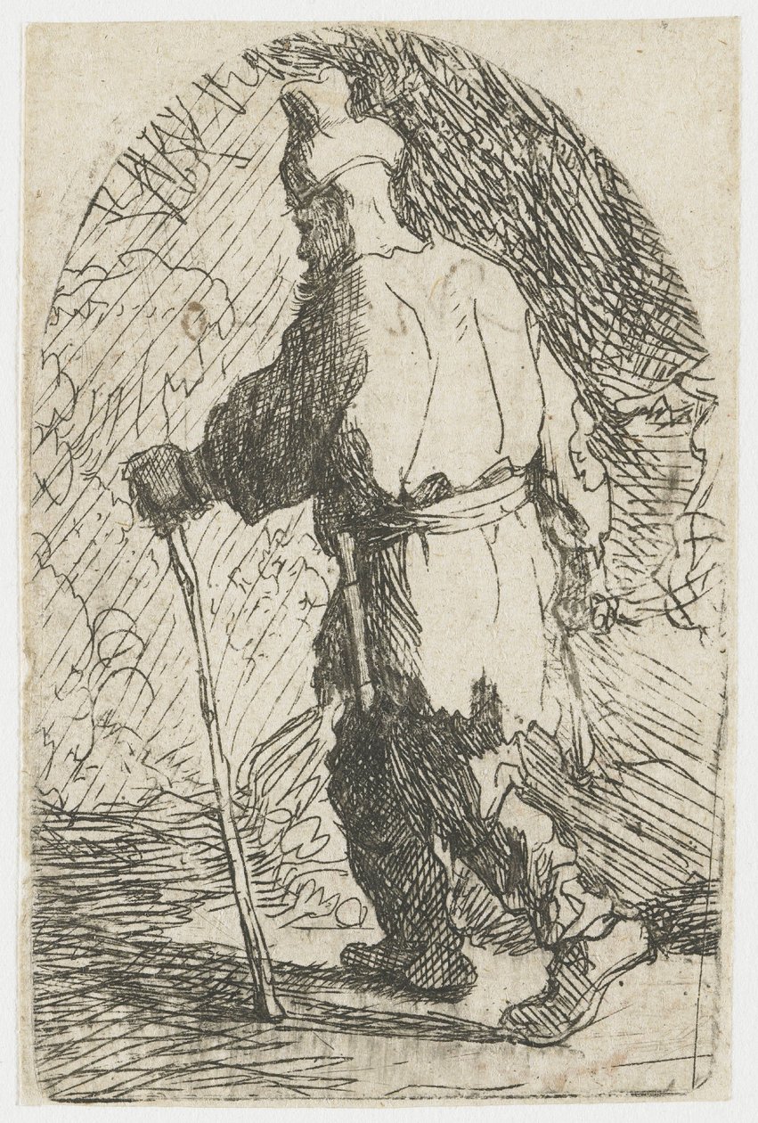 La fuga in Egitto: uno schizzo: San Giuseppe da Rembrandt van Rijn