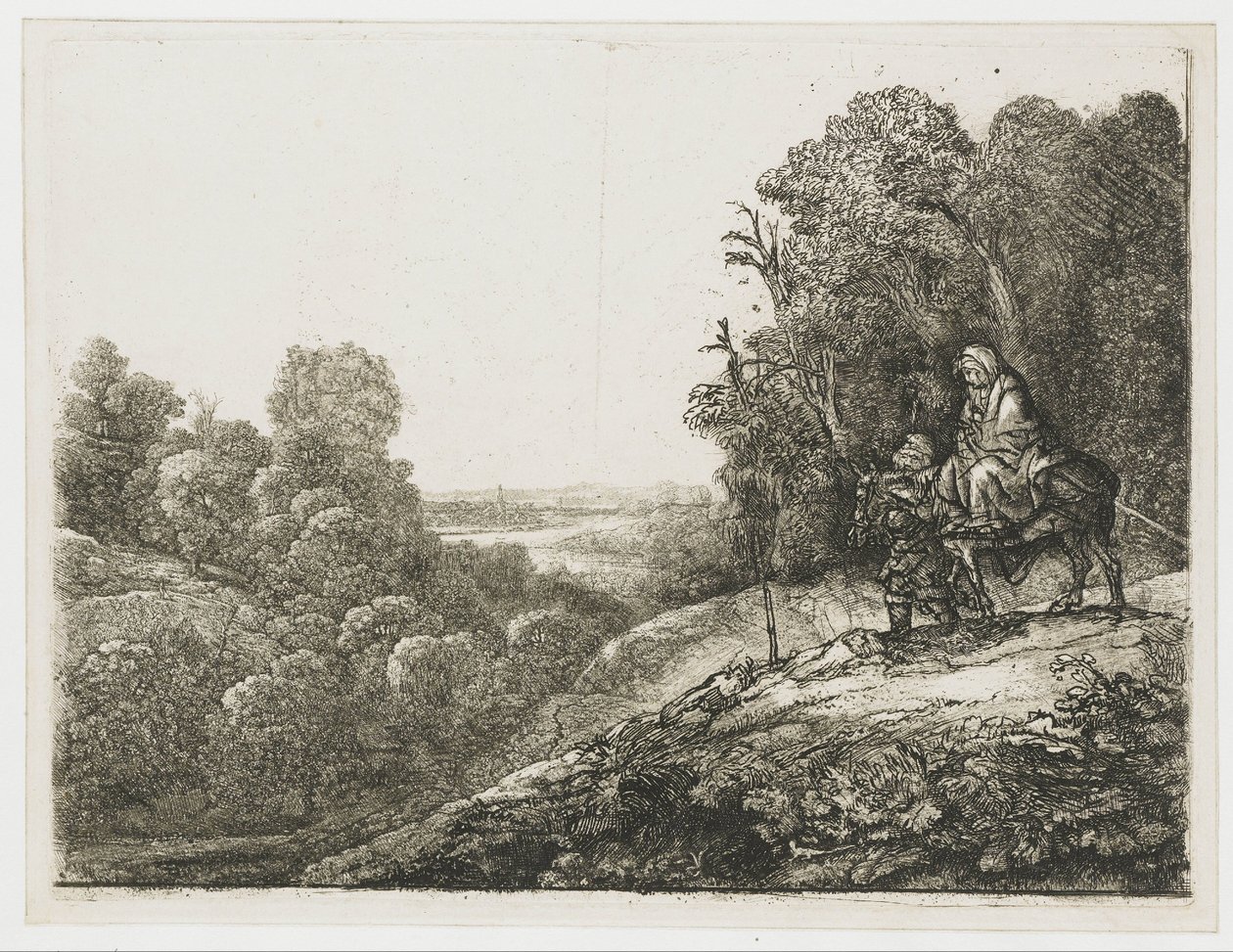 La fuga in Egitto: tavola modificata tratta da Seghers da Rembrandt van Rijn