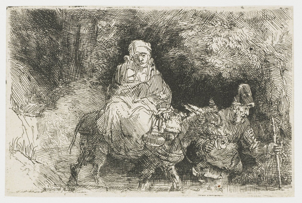 La fuga in Egitto attraversando un ruscello da Rembrandt van Rijn