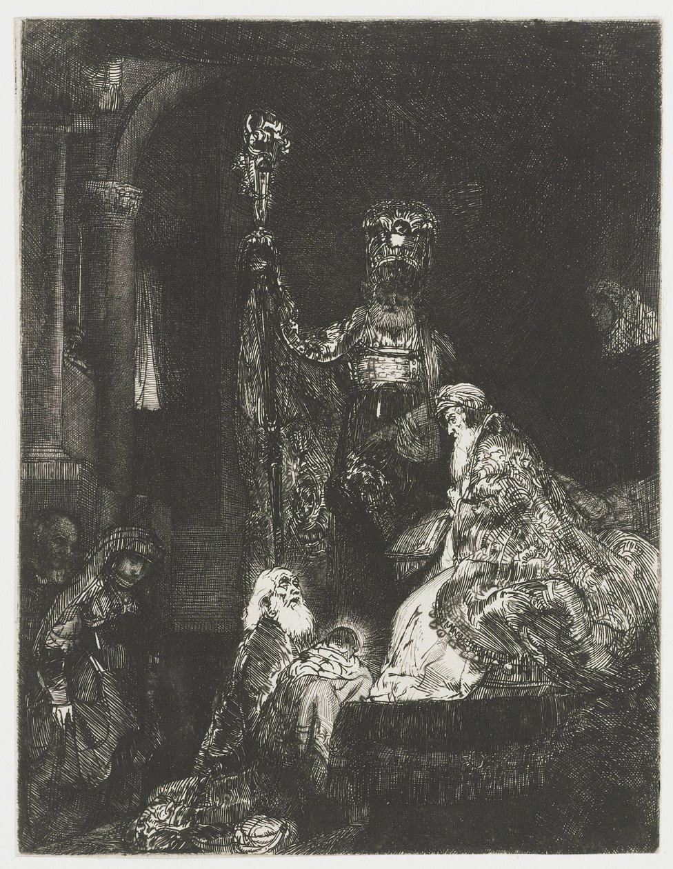 La presentazione al tempio in chiaroscuro da Rembrandt van Rijn