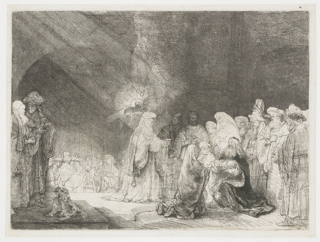 La presentazione al tempio: stampa oblungo da Rembrandt van Rijn