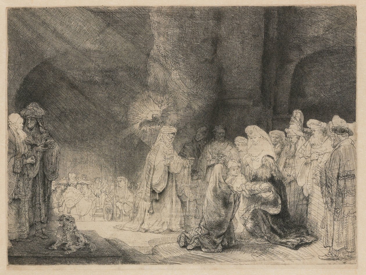 Presentazione al tempio: stampa oblonga da Rembrandt van Rijn