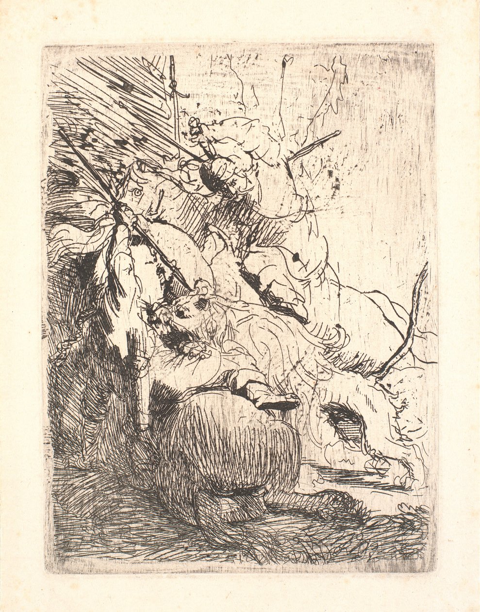 La piccola caccia al leone (con un leone) da Rembrandt van Rijn
