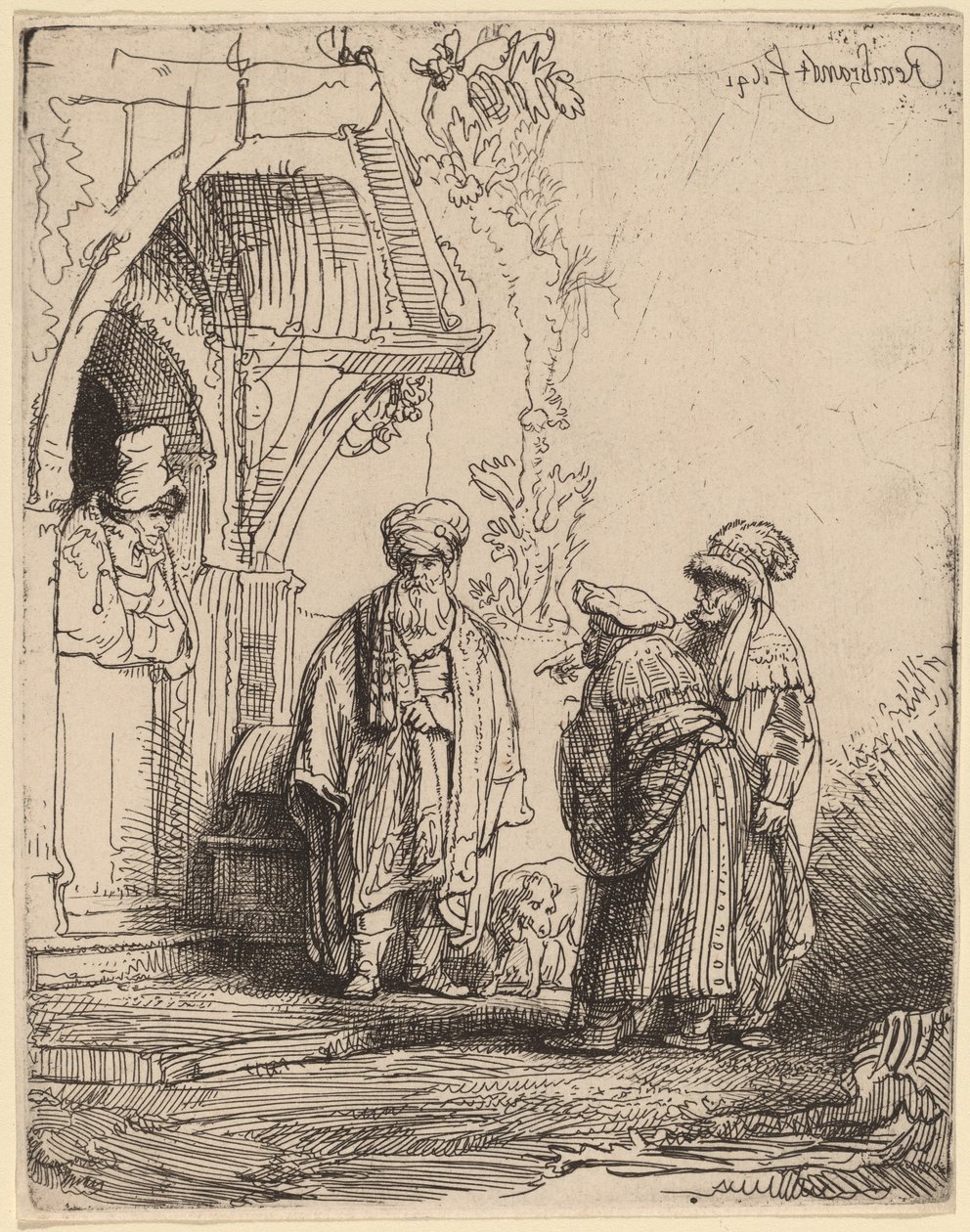 Tre figure orientali (Giacobbe e Labano?) da Rembrandt van Rijn