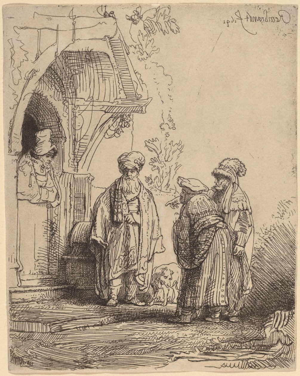 Tre Figure Orientali (Giacobbe e Labano?) da Rembrandt van Rijn