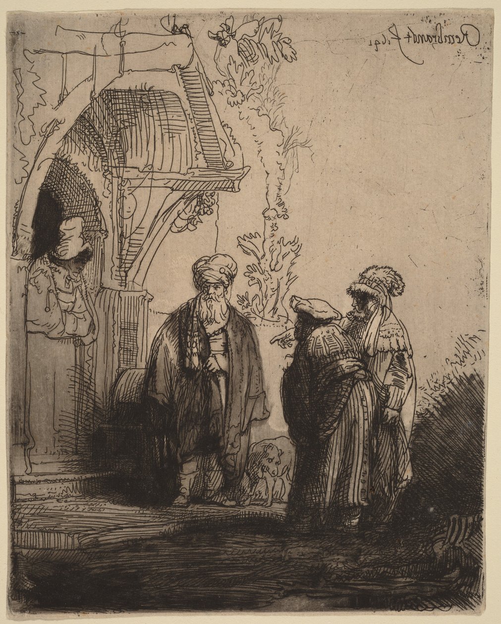 Tre figure orientali (Giacobbe e Labano) da Rembrandt van Rijn