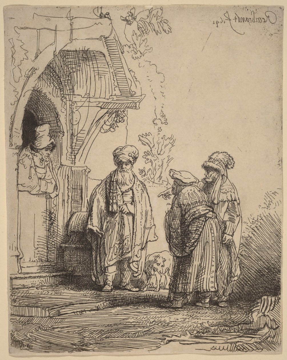 Tre figure orientali (Giacobbe e Labano) da Rembrandt van Rijn