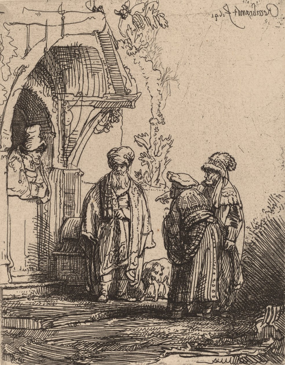 Tre figure orientali Giacobbe e Labano, 1641 da Rembrandt van Rijn