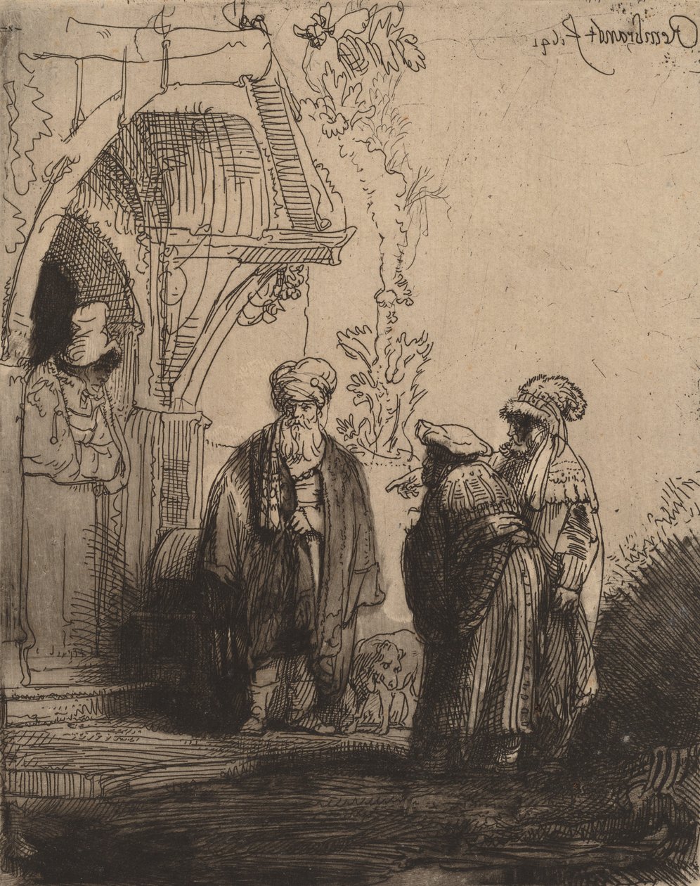 Tre figure orientali Giacobbe e Labano da Rembrandt van Rijn