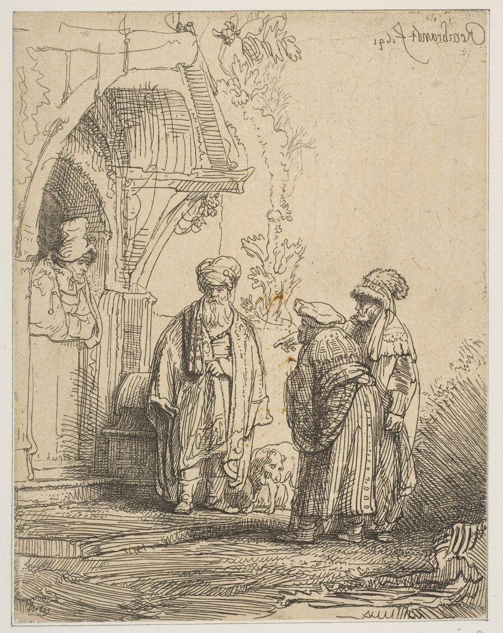 Tre Figure Orientali Giacobbe e Labano da Rembrandt van Rijn