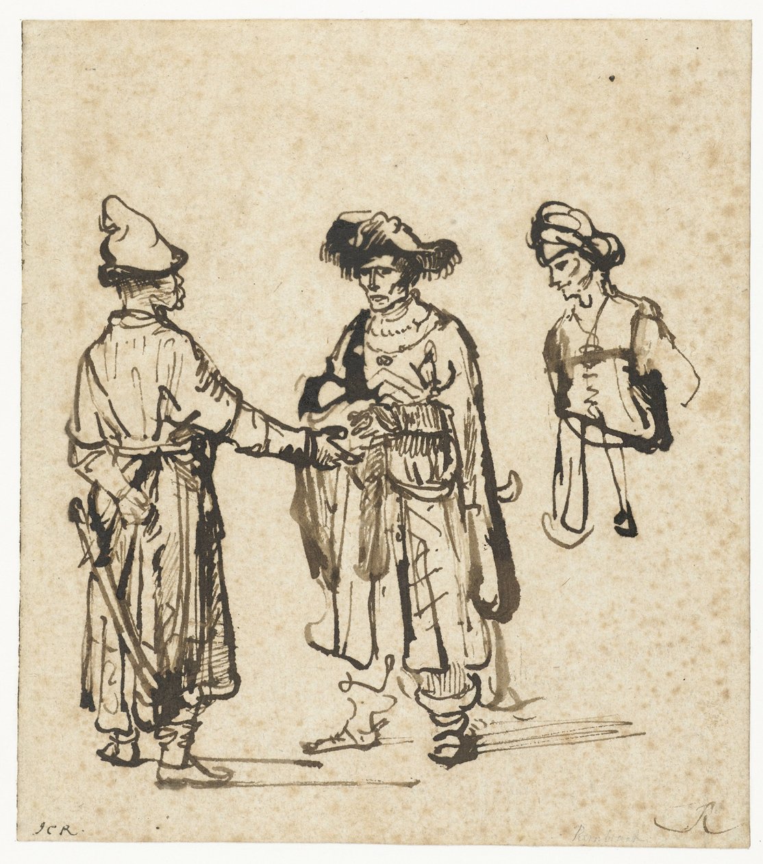 Tre orientali intenti a conversare da Rembrandt van Rijn
