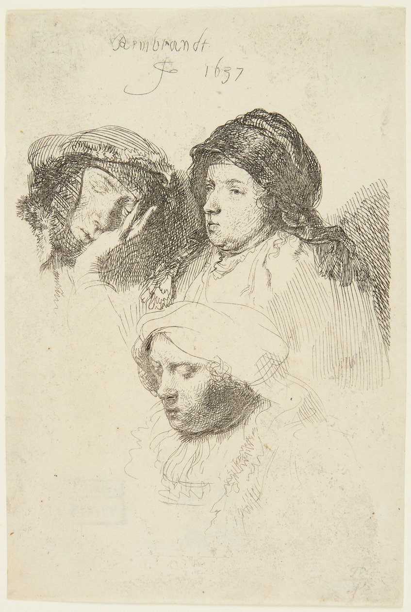 Tre teste di donna da Rembrandt van Rijn