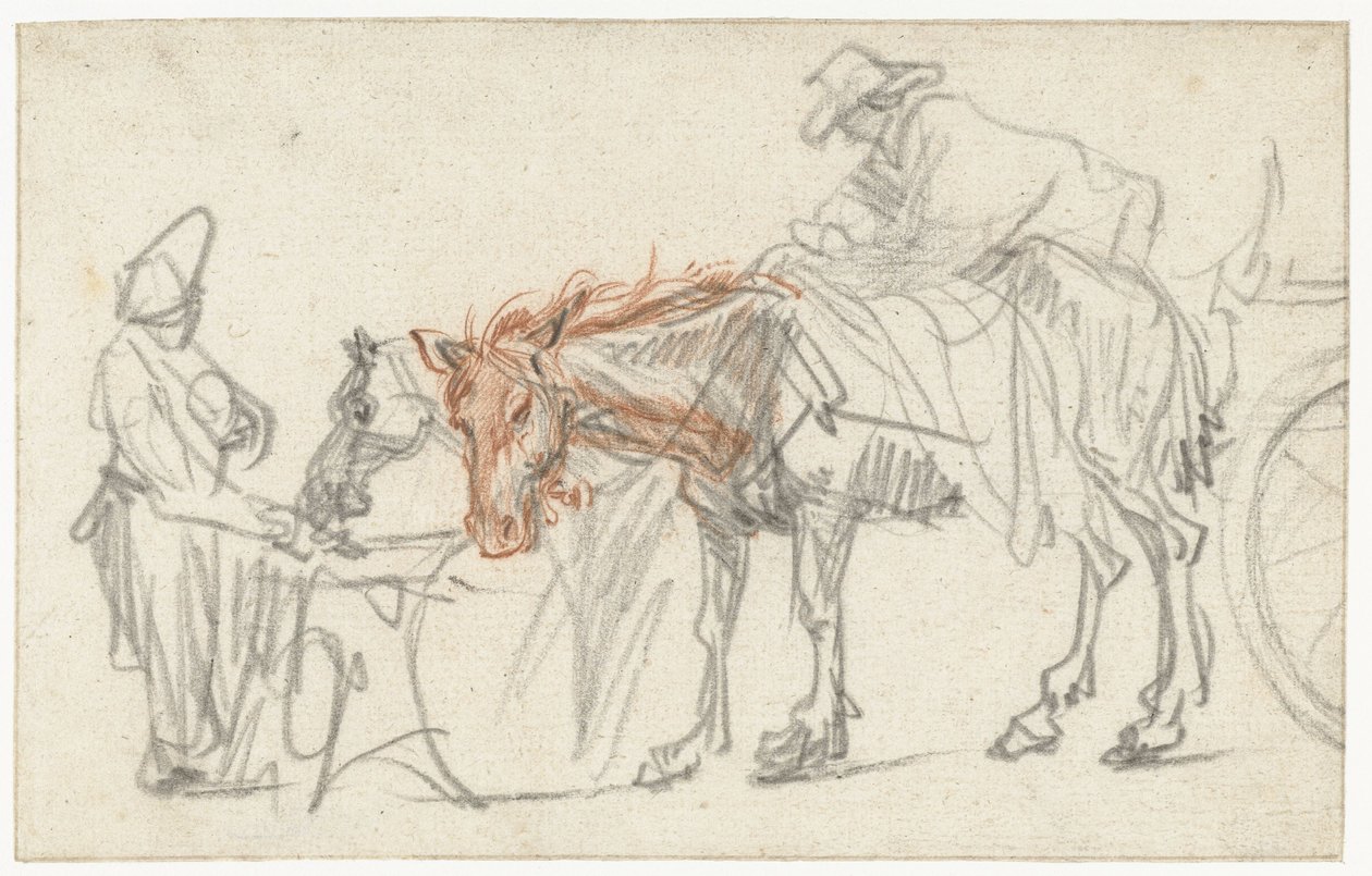 Due cavalli in una stazione di sosta da Rembrandt van Rijn