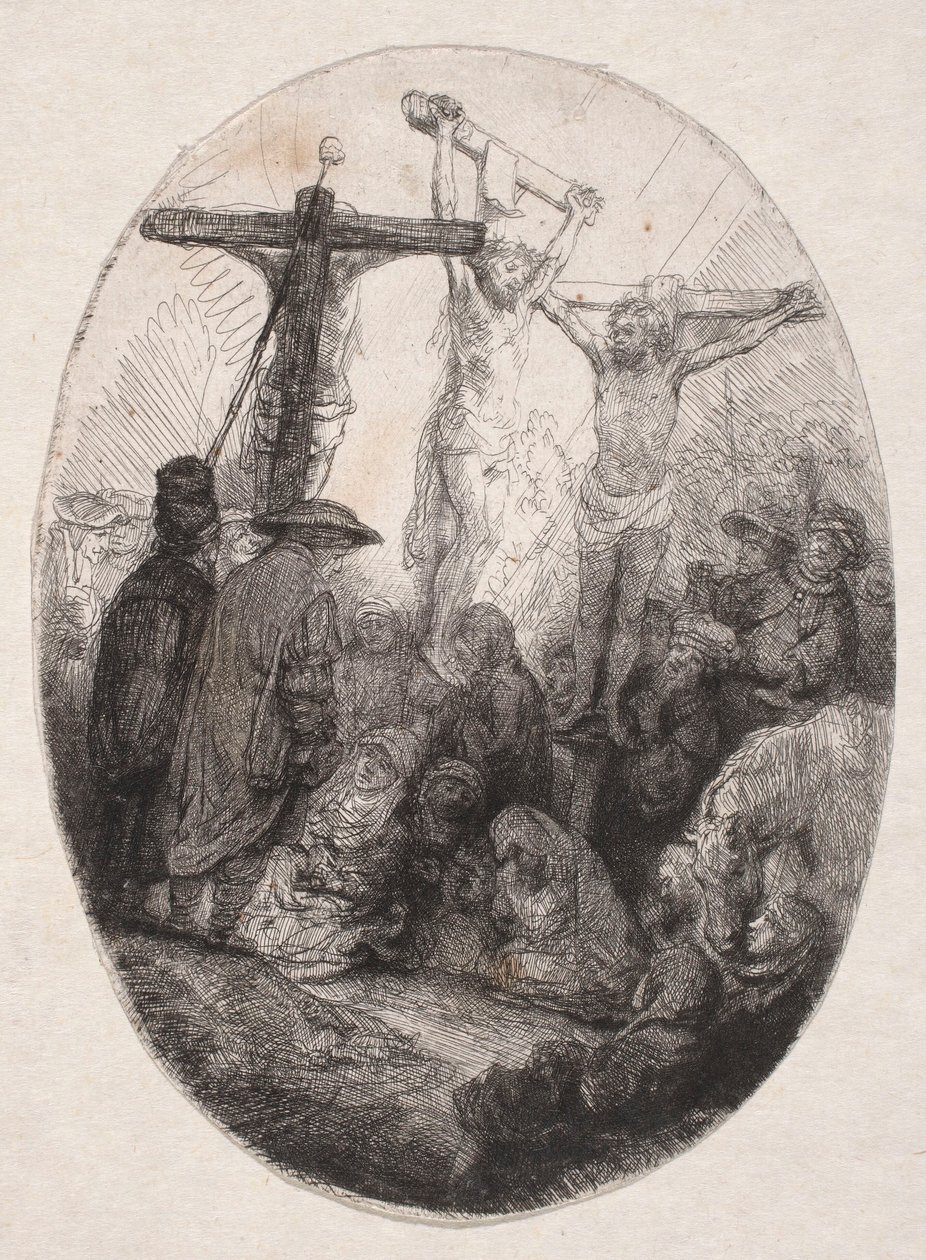 Crocifissione tra due malfattori (piastra ovale) da Rembrandt van Rijn