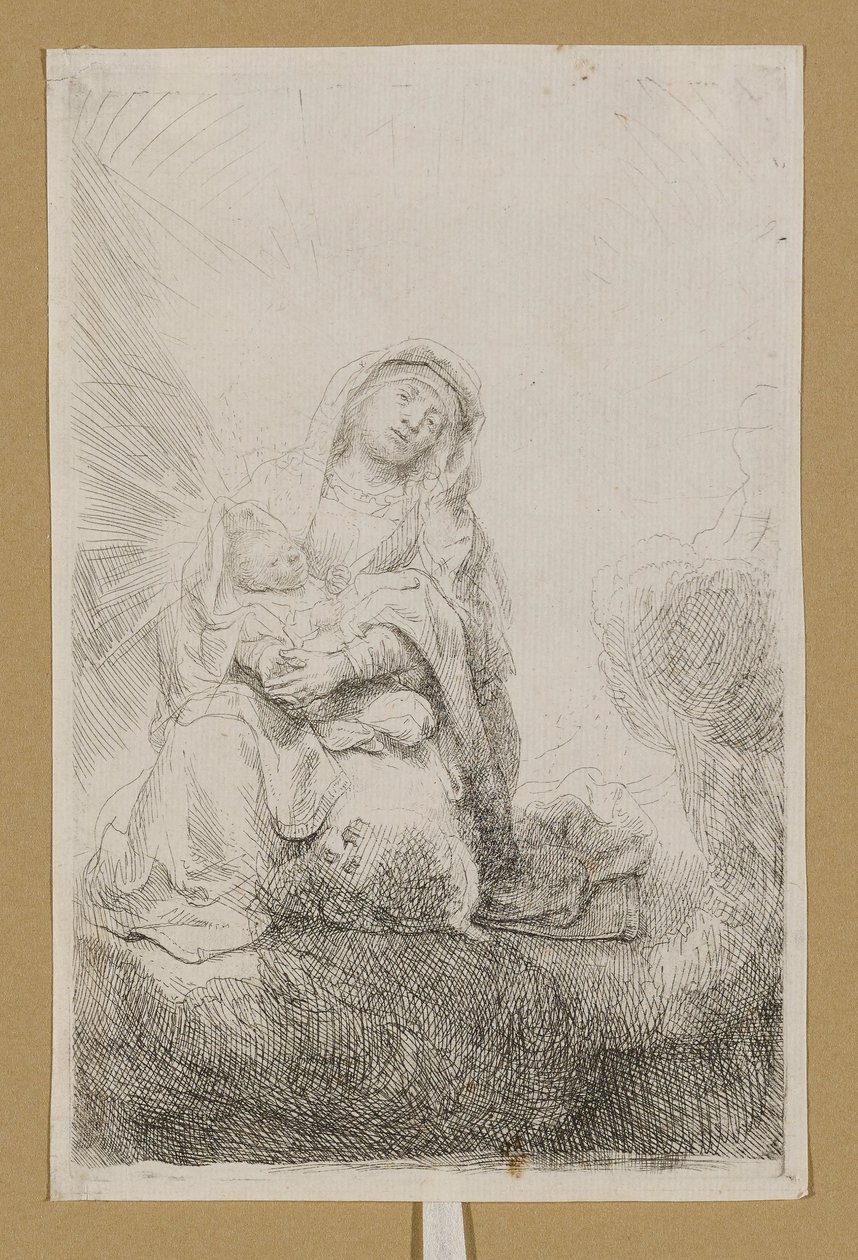 La Vergine con il Bambino tra le nuvole da Rembrandt van Rijn