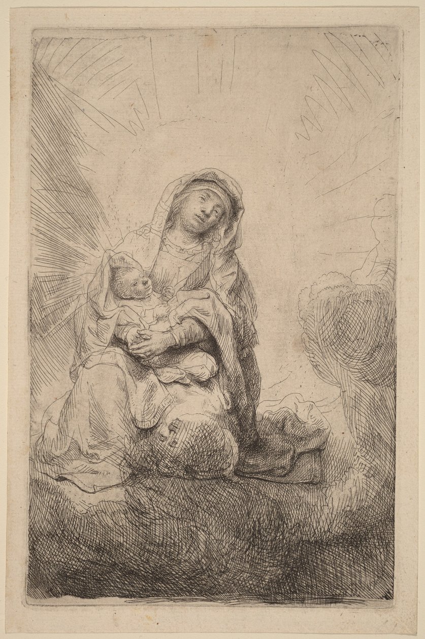 La Vergine con il Bambino tra le nuvole da Rembrandt van Rijn