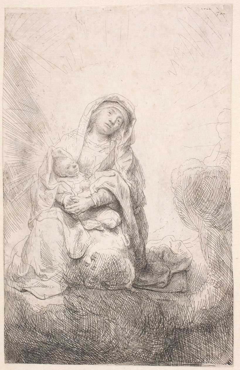 La Vergine con il Bambino tra le nuvole da Rembrandt van Rijn
