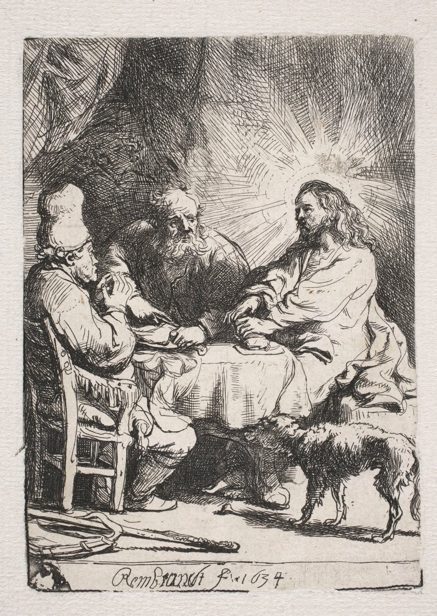 La cena a Emmaus (piccolo disco) da Rembrandt van Rijn
