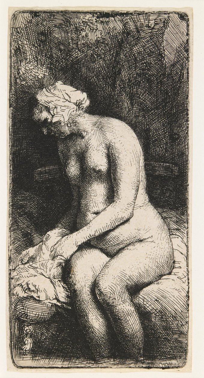 Donna che si lava i piedi in un ruscello da Rembrandt van Rijn