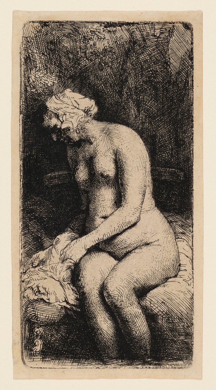Donna che si lava i piedi in un ruscello da Rembrandt van Rijn